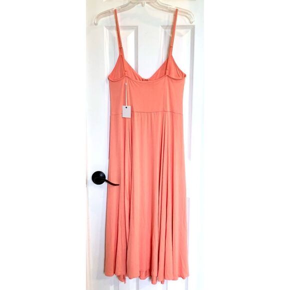 DEX - NWT - L Sz MEDIUM Structured-Bodice Knit Midi Dress in Peach Coral. LOVELY - Picture 8 of 14